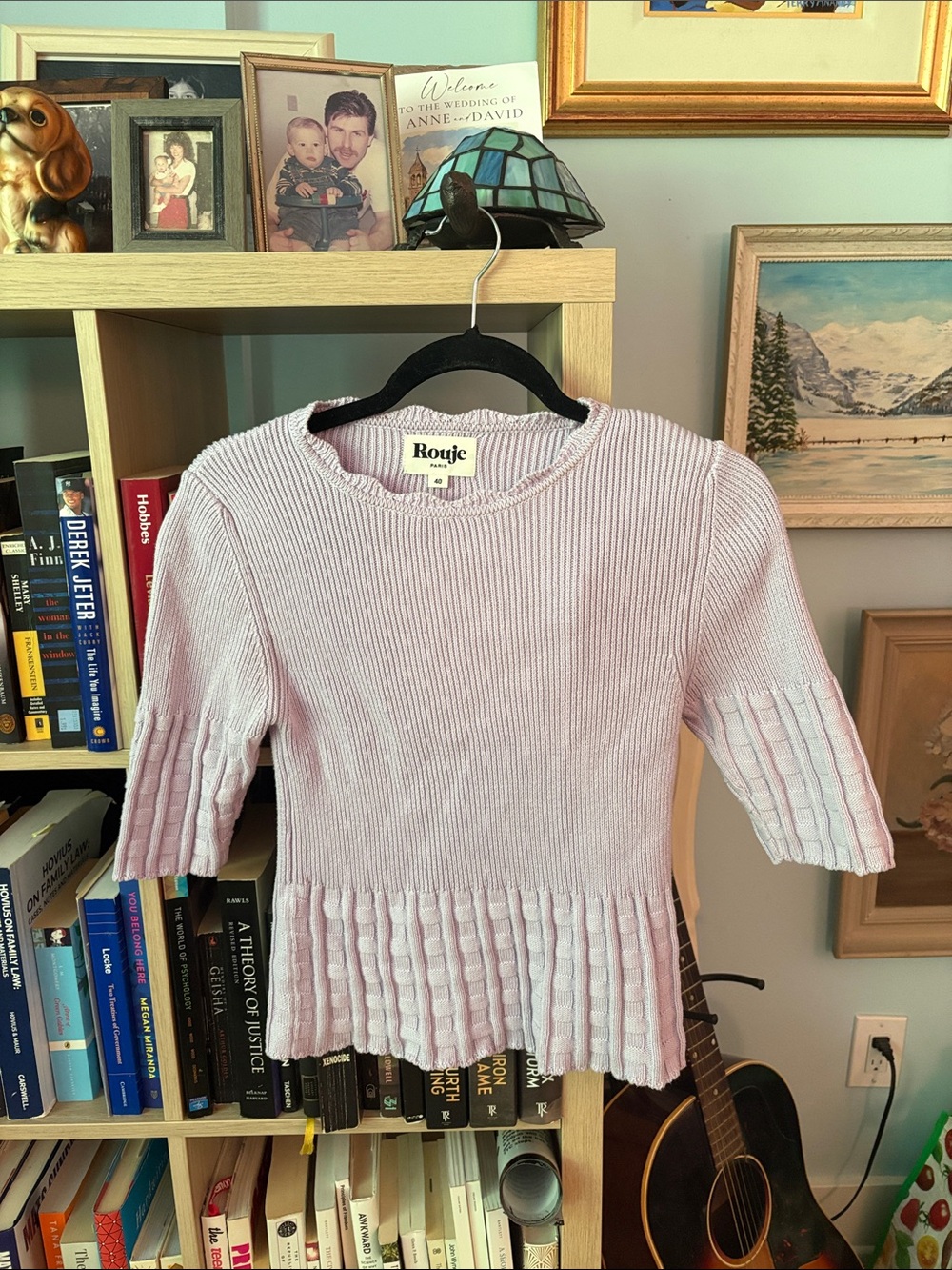 Rouje Pale Lavender Ribbed Knit Top